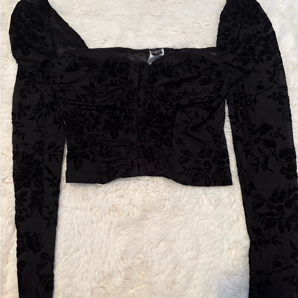 Elegant Black Floral Women's Top